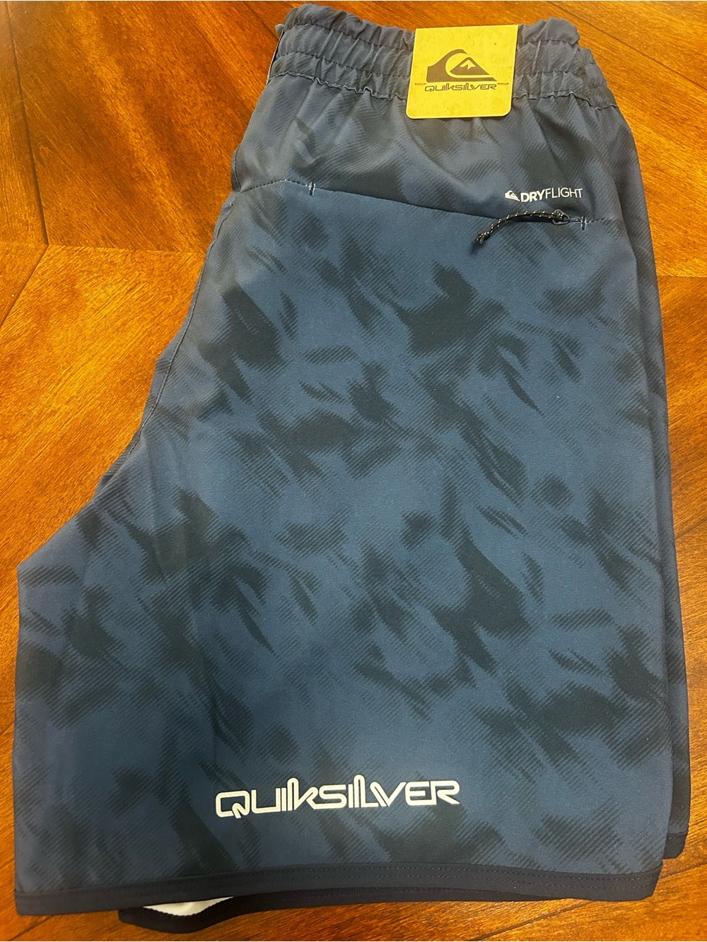 Quiksilver Navy and Dark Navy Camouflage Swim Shorts